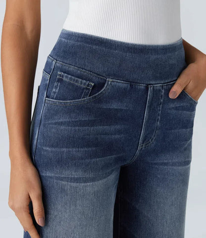 Vanelle | Hoge Taille Jeans Met Wijde Pijpen Voor Dames – Comfortabele Stretchdenim, Casual En Stijlvol