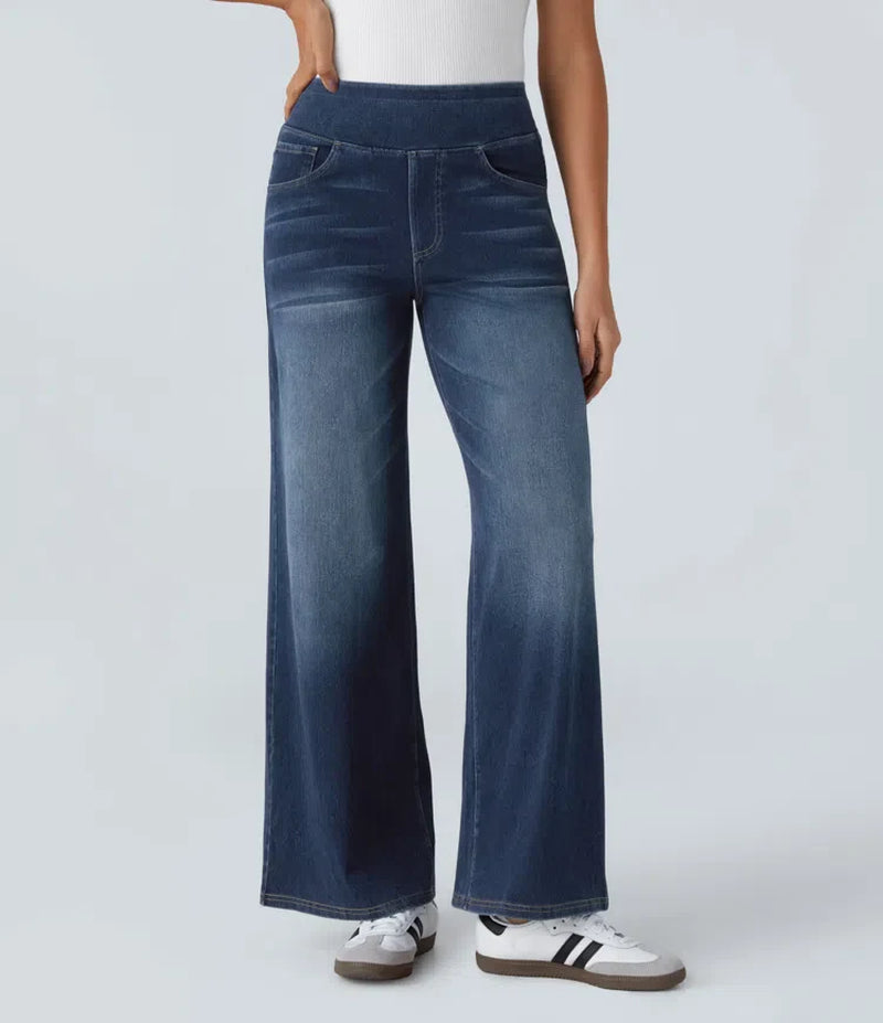 Vanelle | Hoge Taille Jeans Met Wijde Pijpen Voor Dames – Comfortabele Stretchdenim, Casual En Stijlvol
