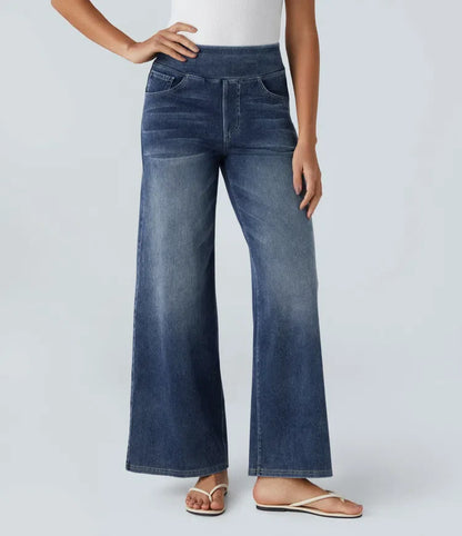 Vanelle | Hoge Taille Jeans Met Wijde Pijpen Voor Dames – Comfortabele Stretchdenim, Casual En Stijlvol