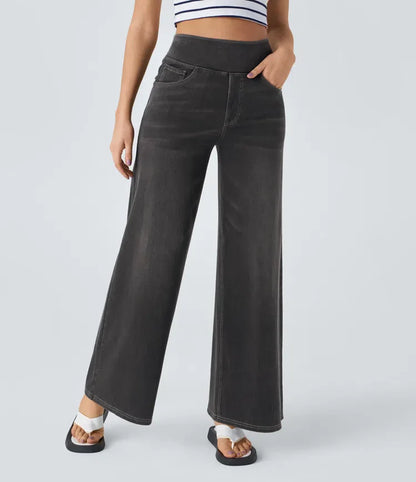 Vanelle | Hoge Taille Jeans Met Wijde Pijpen Voor Dames – Comfortabele Stretchdenim, Casual En Stijlvol