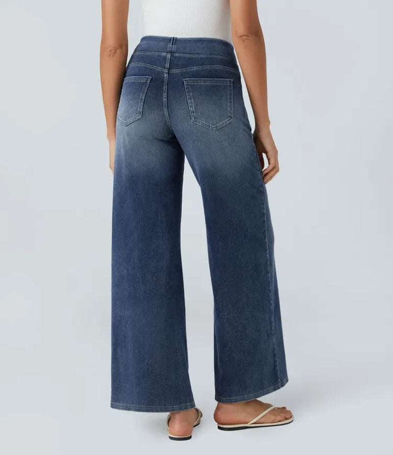 Vanelle | Hoge Taille Jeans Met Wijde Pijpen Voor Dames – Comfortabele Stretchdenim, Casual En Stijlvol