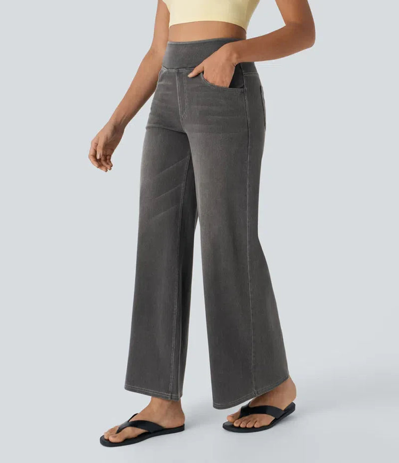 Vanelle | Hoge Taille Jeans Met Wijde Pijpen Voor Dames – Comfortabele Stretchdenim, Casual En Stijlvol