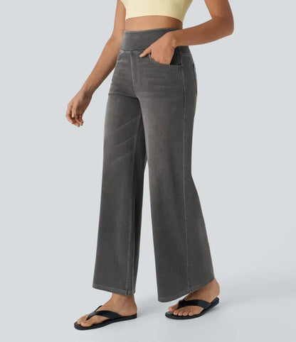 Vanelle | Hoge Taille Jeans Met Wijde Pijpen Voor Dames – Comfortabele Stretchdenim, Casual En Stijlvol