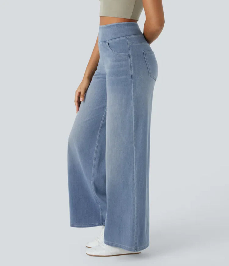 Vanelle | Hoge Taille Jeans Met Wijde Pijpen Voor Dames – Comfortabele Stretchdenim, Casual En Stijlvol